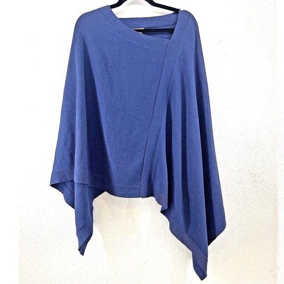 J. Jill Jackets & Blazers - J. Jill Women's One Size Cape Poncho Blue Quiet Money Classy Chic Ribbed Cotton